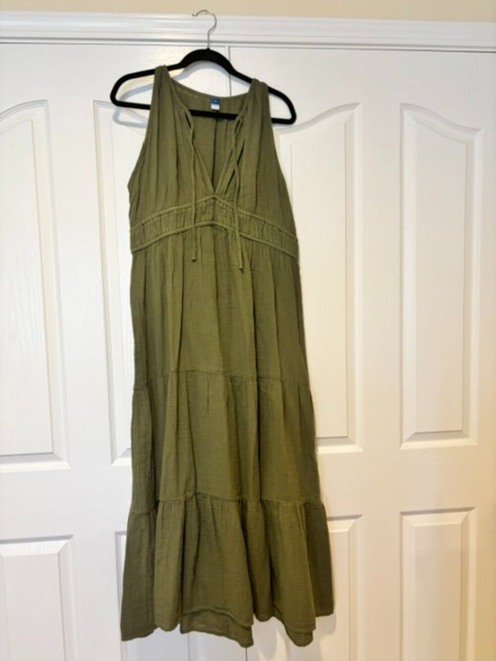 Fit & Flare Crinkle Gauze Maxi Dress XL | In the Weeds